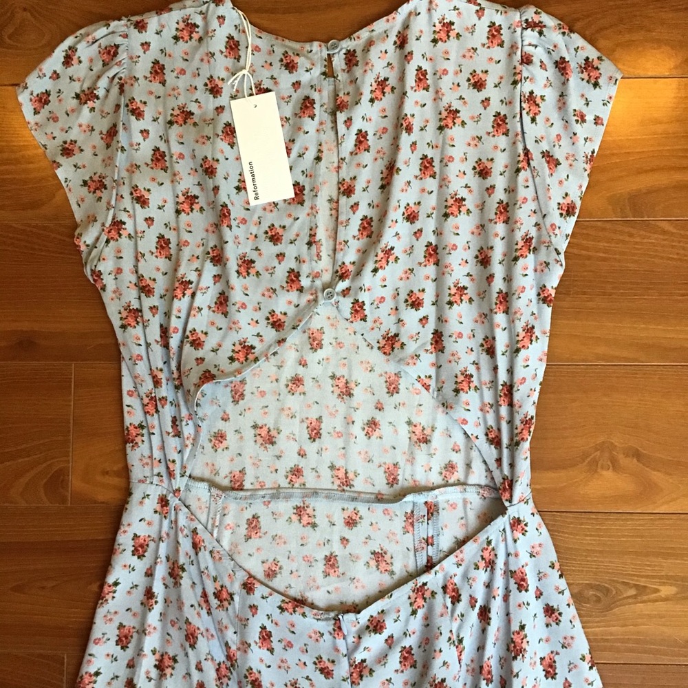 Reformation floral cap sleeve maxi dress back cuto - Picture 11 of 12